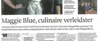 Krantenartikel AD opening restaurant Maggie Blue | Alphen aan den Rijn