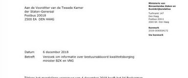 Verzoek om informatie over bestuursakkoord kwaliteitsborging minister BZK en VNG